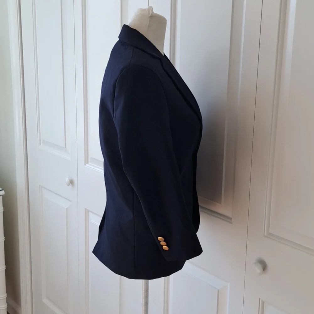 NWOT Lands' End Boys Youth Classic Navy Wool Blend‎ Blazer Lined Gold Buttons 8H